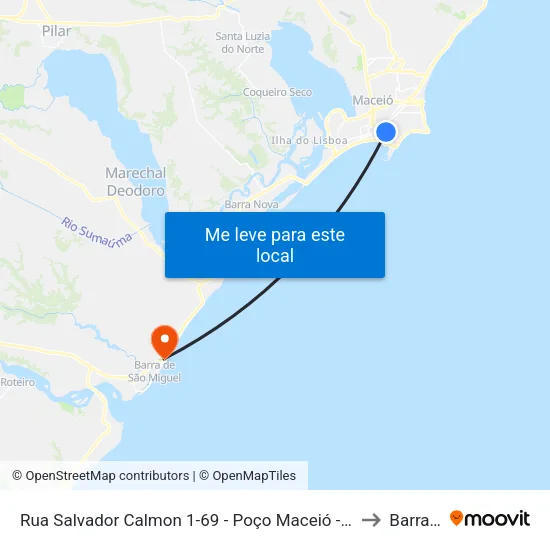Rua Salvador Calmon 1-69 - Poço Maceió - Al 57025-550 Brasil to Barra Mar map