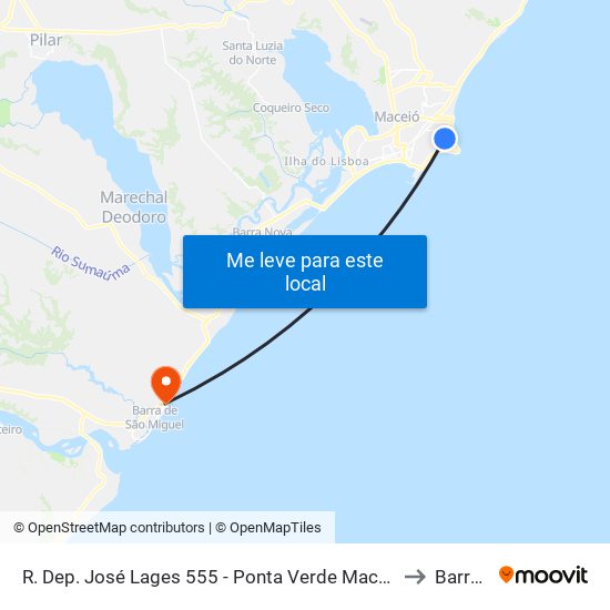 R. Dep. José Lages 555 - Ponta Verde Maceió - Al 57035-330 Brasil to Barra Mar map