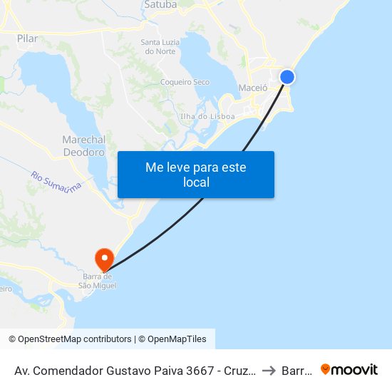 Av. Comendador Gustavo Paiva 3667 - Cruz Das Almas Maceió - Al Brasil to Barra Mar map