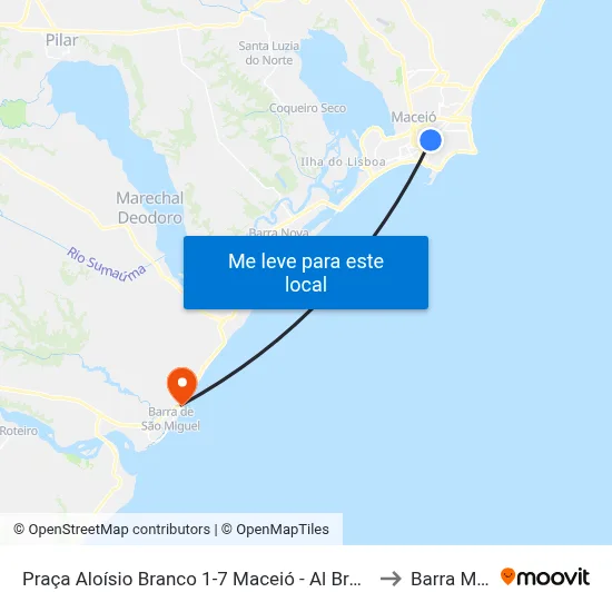 Praça Aloísio Branco 1-7 Maceió - Al Brasil to Barra Mar map