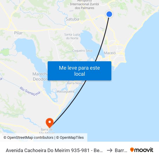 Avenida Cachoeira Do Meirim 935-981 - Benedito Bentes Maceió - Al Brasil to Barra Mar map