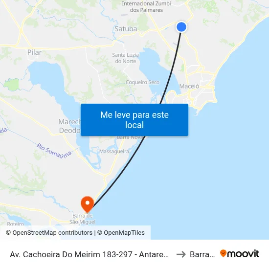 Av. Cachoeira Do Meirim 183-297 - Antares Maceió - Al Brasil to Barra Mar map