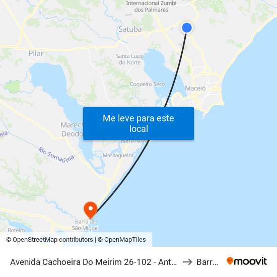 Avenida Cachoeira Do Meirim 26-102 - Antares Maceió - Al Brasil to Barra Mar map