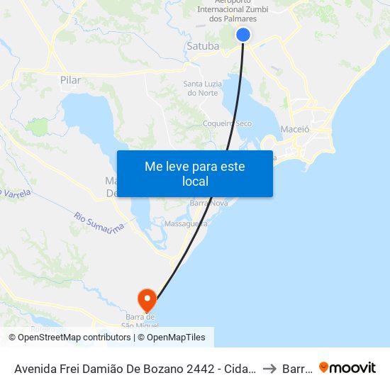 Avenida Frei Damião De Bozano 2442 - Cidade Universitária Maceió - Al Brasil to Barra Mar map