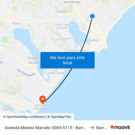 Avenida Menino Marcelo 5085-5115 - Barro Duro Maceió - Al Brasil to Barra Mar map