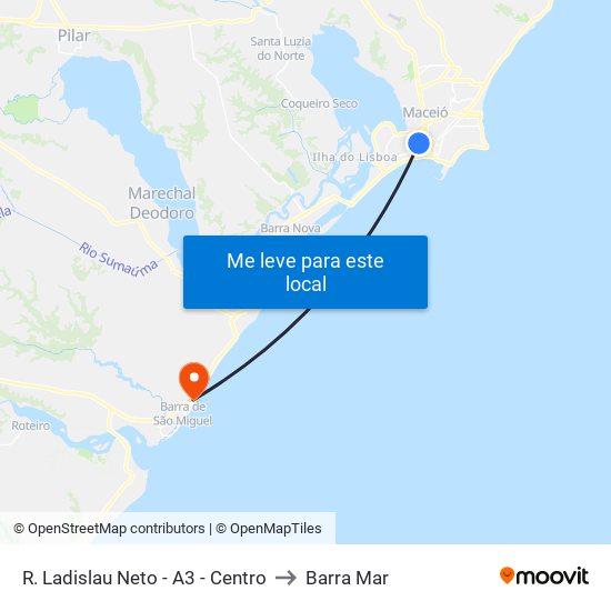 R. Ladislau Neto - A3 - Centro to Barra Mar map
