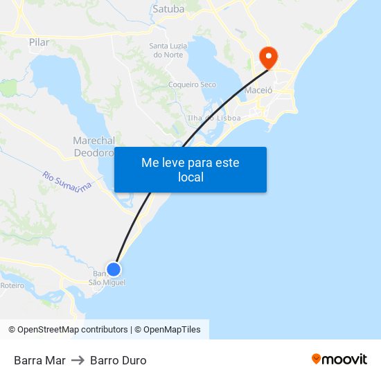 Barra Mar to Barro Duro map