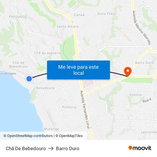 Chã De Bebedouro to Barro Duro map