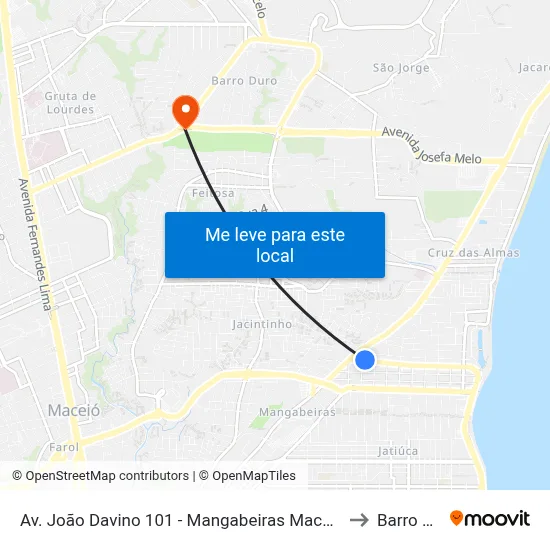 Av. João Davino 101 - Mangabeiras Maceió - Al Brasil to Barro Duro map