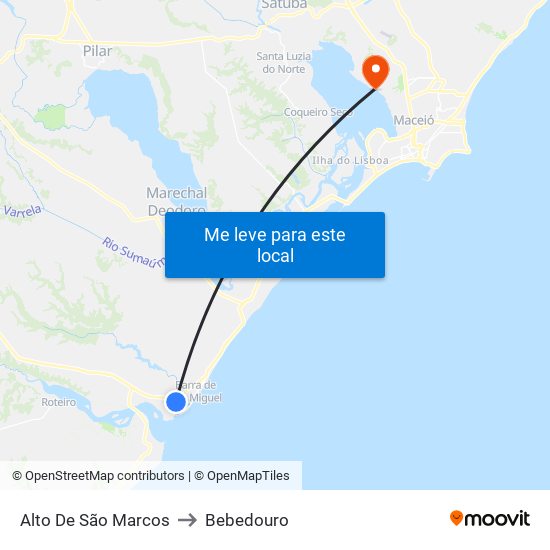 Alto De São Marcos to Bebedouro map