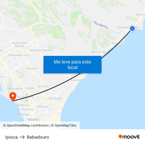 Ipioca to Bebedouro map