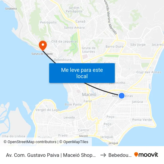 Av. Com. Gustavo Paiva | Maceió Shopping to Bebedouro map