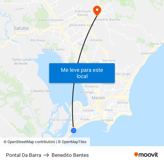 Pontal Da Barra to Benedito Bentes map