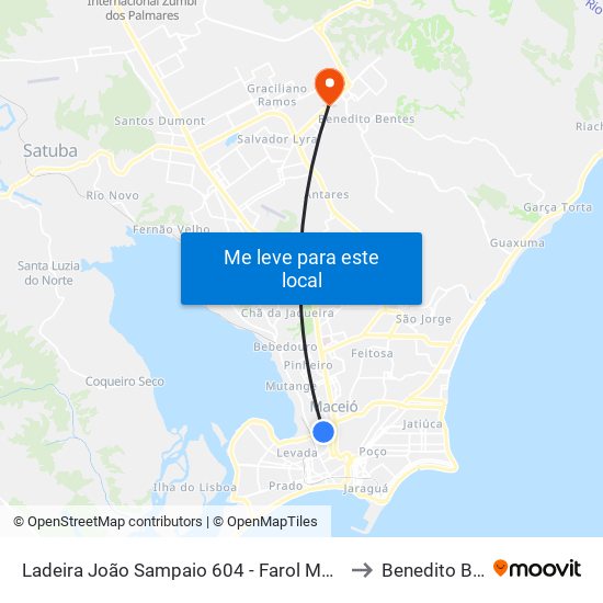 Ladeira João Sampaio 604 - Farol Maceió - Al Brasil to Benedito Bentes map