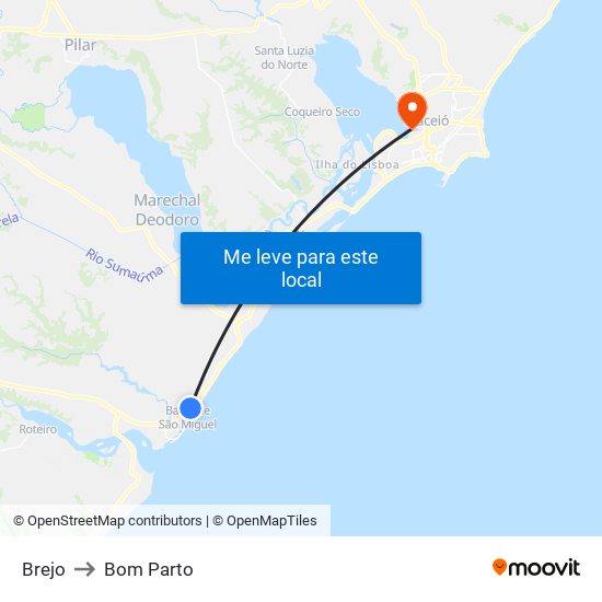Brejo to Bom Parto map