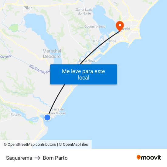 Saquarema to Bom Parto map