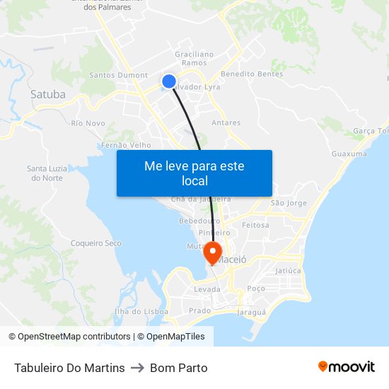 Tabuleiro Do Martins to Bom Parto map