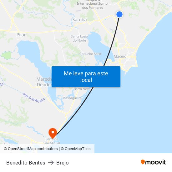 Benedito Bentes to Brejo map