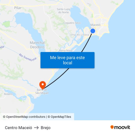 Centro Maceió to Brejo map