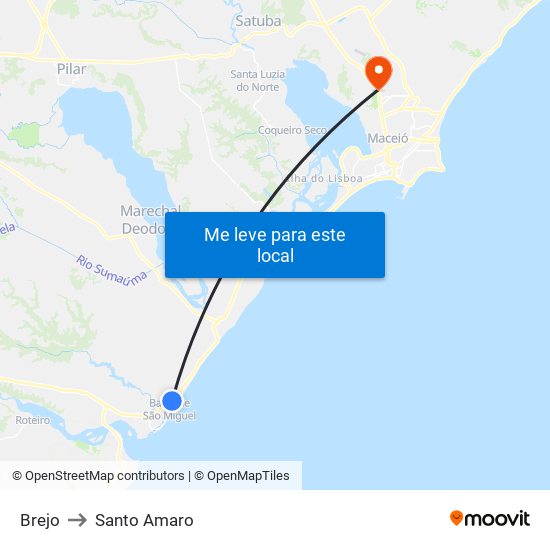 Brejo to Santo Amaro map