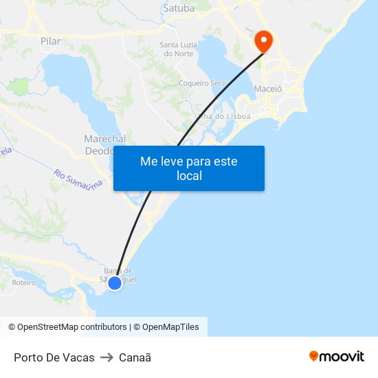 Porto De Vacas to Canaã map