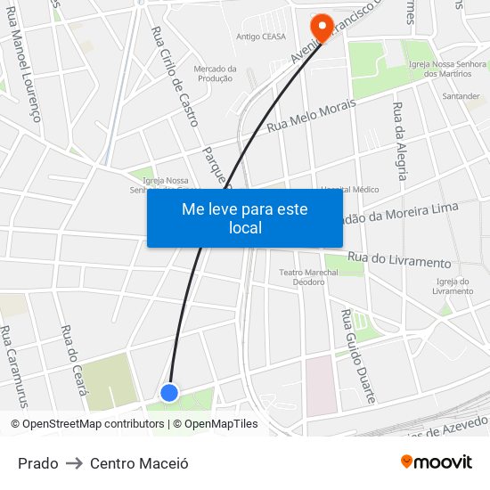 Prado to Centro Maceió map