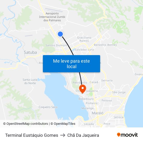 Terminal Eustáquio Gomes to Chã Da Jaqueira map