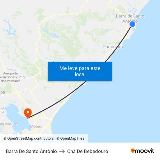 Barra De Santo Antônio to Chã De Bebedouro map