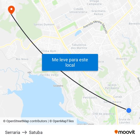 Serraria to Satuba map