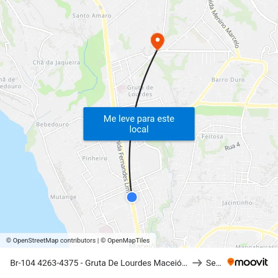 Br-104 4263-4375 - Gruta De Lourdes Maceió - Al República Federativa Do Brasil to Serraria map