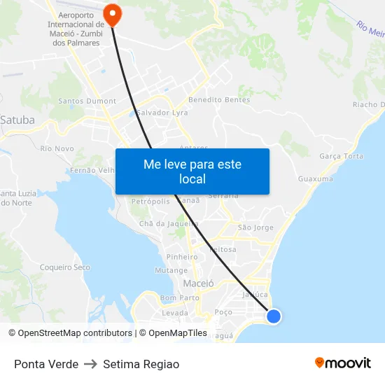 Ponta Verde to Setima Regiao map