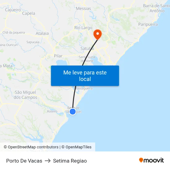 Porto De Vacas to Setima Regiao map