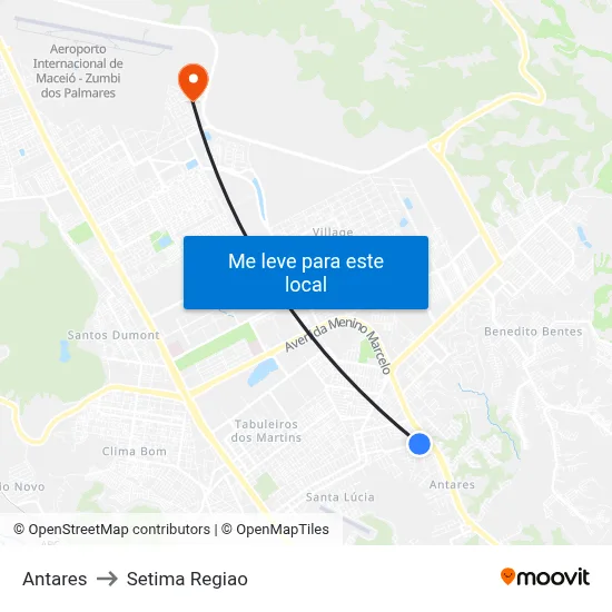 Antares to Setima Regiao map