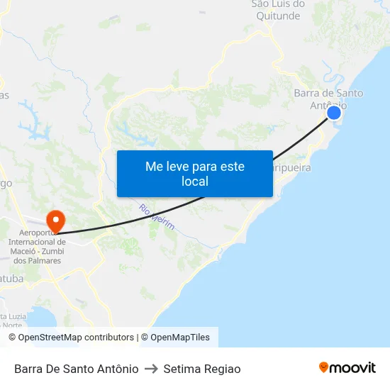 Barra De Santo Antônio to Setima Regiao map