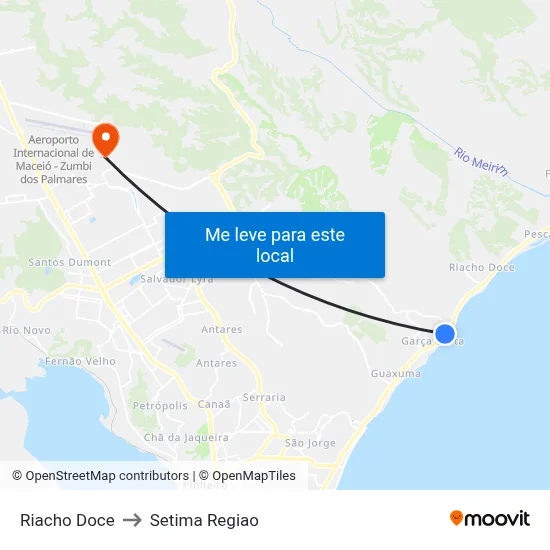 Riacho Doce to Setima Regiao map