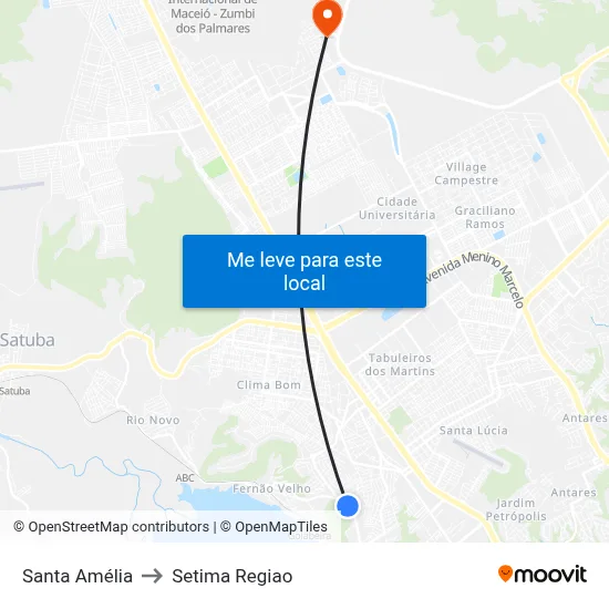 Santa Amélia to Setima Regiao map