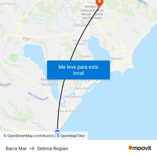 Barra Mar to Setima Regiao map