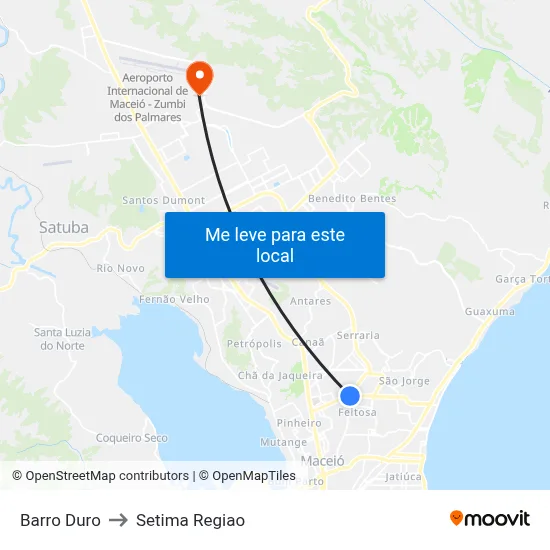 Barro Duro to Setima Regiao map