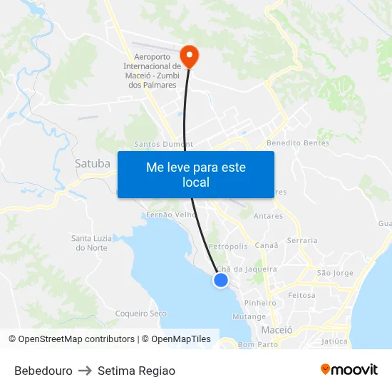 Bebedouro to Setima Regiao map