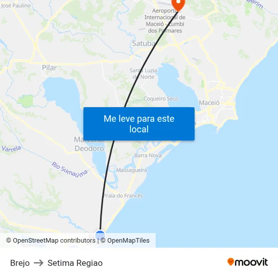 Brejo to Setima Regiao map
