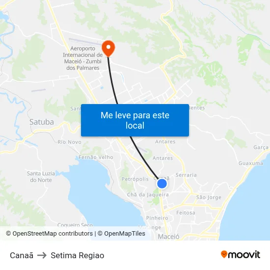 Canaã to Setima Regiao map