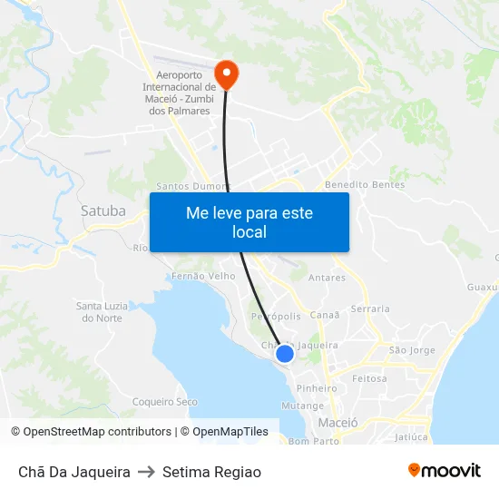 Chã Da Jaqueira to Setima Regiao map