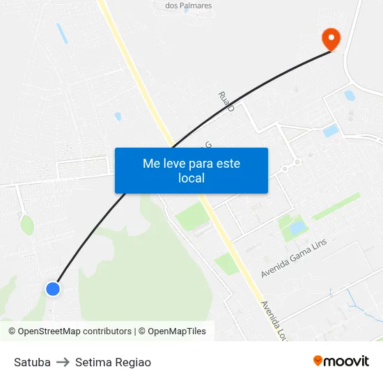 Satuba to Setima Regiao map