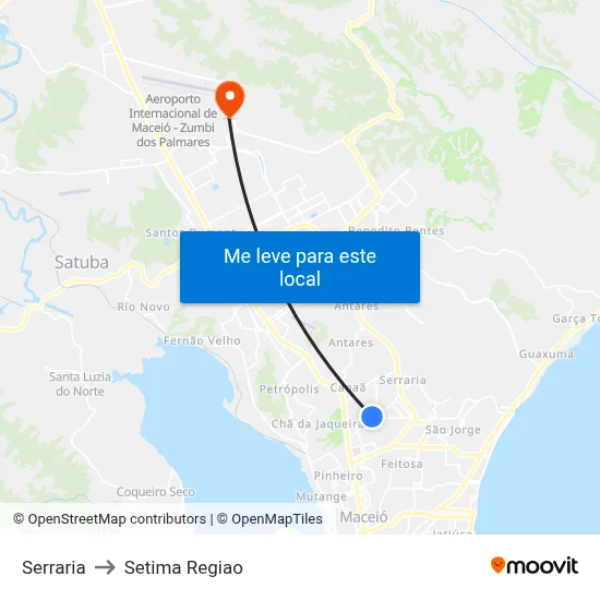 Serraria to Setima Regiao map
