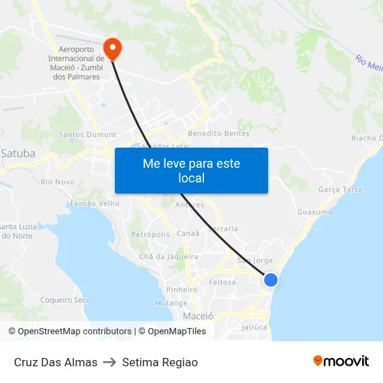 Cruz Das Almas to Setima Regiao map