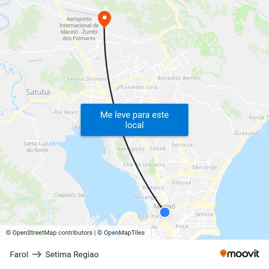 Farol to Setima Regiao map