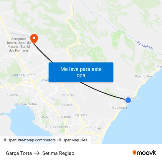 Garça Torta to Setima Regiao map