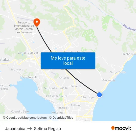 Jacarecica to Setima Regiao map
