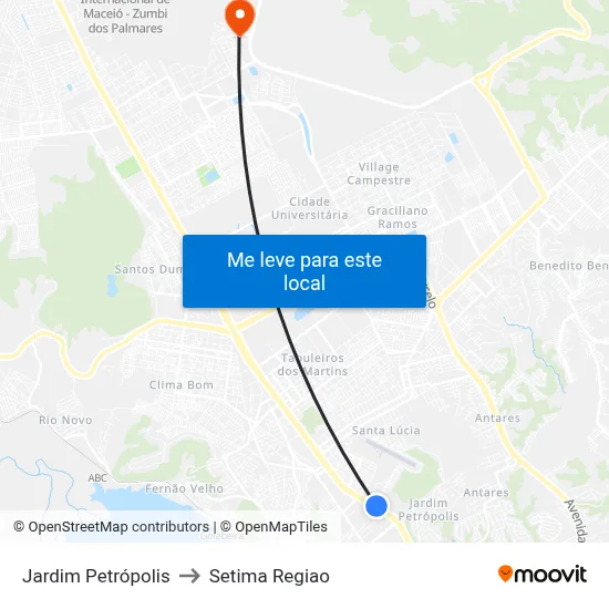 Jardim Petrópolis to Setima Regiao map