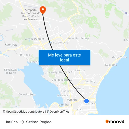 Jatiúca to Setima Regiao map